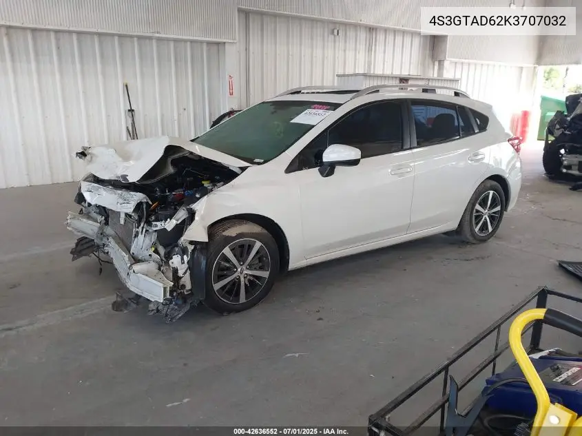 2019 Subaru Impreza 2.0I Premium VIN: 4S3GTAD62K3707032 Lot: 42636552