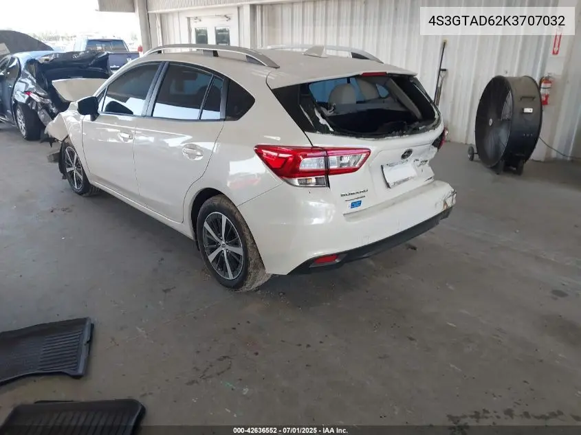 2019 Subaru Impreza 2.0I Premium VIN: 4S3GTAD62K3707032 Lot: 42636552