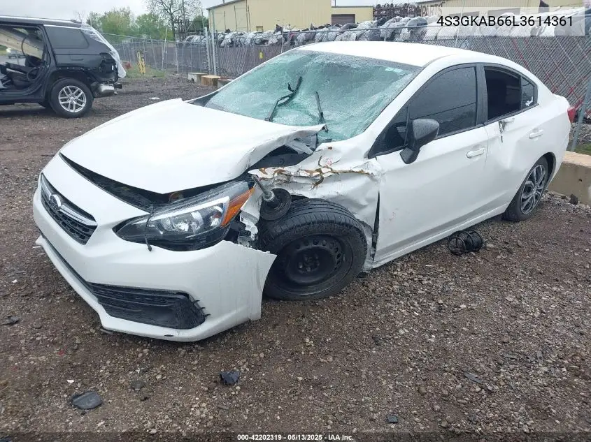 2020 Subaru Impreza Sedan VIN: 4S3GKAB66L3614361 Lot: 42202319