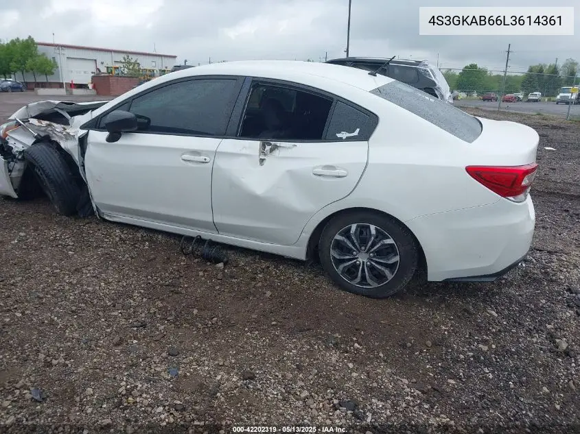 2020 Subaru Impreza Sedan VIN: 4S3GKAB66L3614361 Lot: 42202319