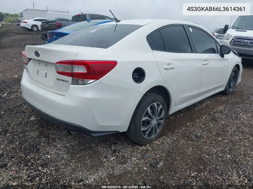 2020 Subaru Impreza Sedan VIN: 4S3GKAB66L3614361 Lot: 42202319