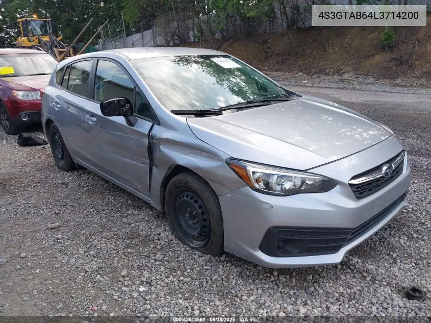 2020 Subaru Impreza 5-Door VIN: 4S3GTAB64L3714200 Lot: 42613561