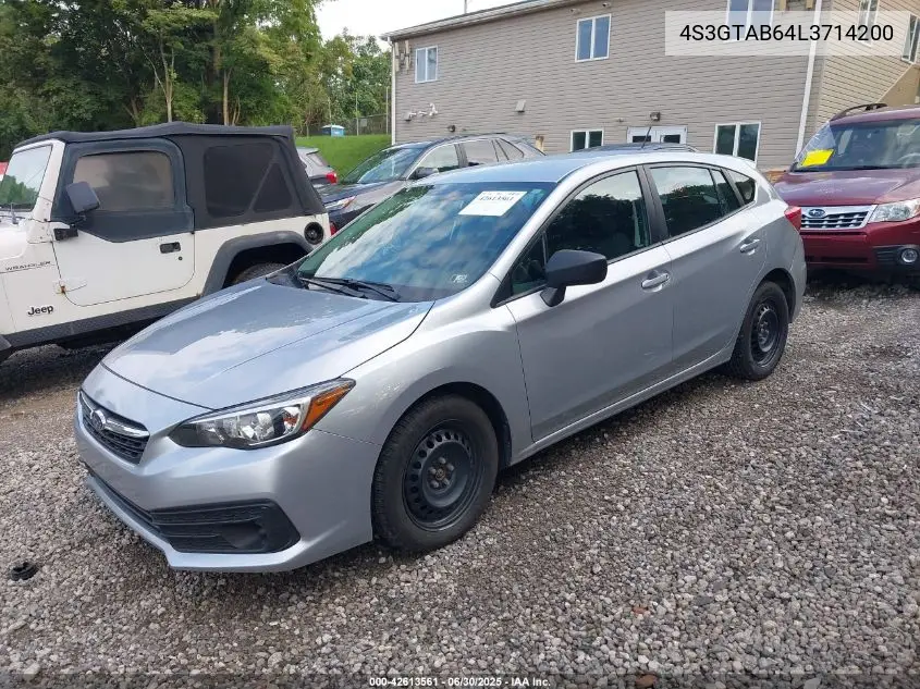 2020 Subaru Impreza 5-Door VIN: 4S3GTAB64L3714200 Lot: 42613561