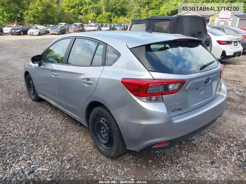 2020 Subaru Impreza 5-Door VIN: 4S3GTAB64L3714200 Lot: 42613561