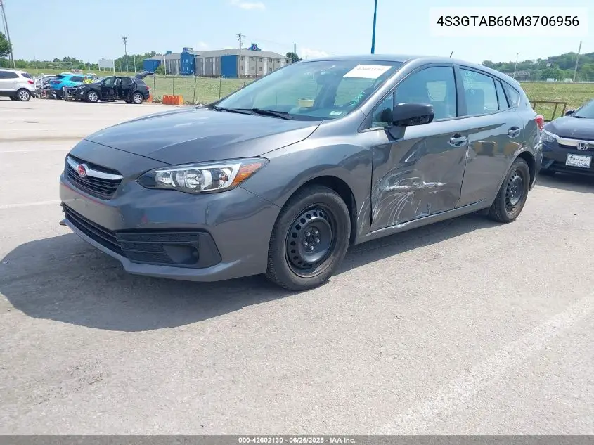 2021 Subaru Impreza 5-Door VIN: 4S3GTAB66M3706956 Lot: 42602130