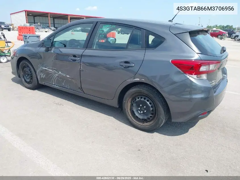 2021 Subaru Impreza 5-Door VIN: 4S3GTAB66M3706956 Lot: 42602130