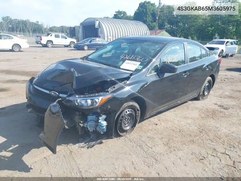 2021 Subaru Impreza VIN: 4S3GKAB65M3605975 Lot: 42613360