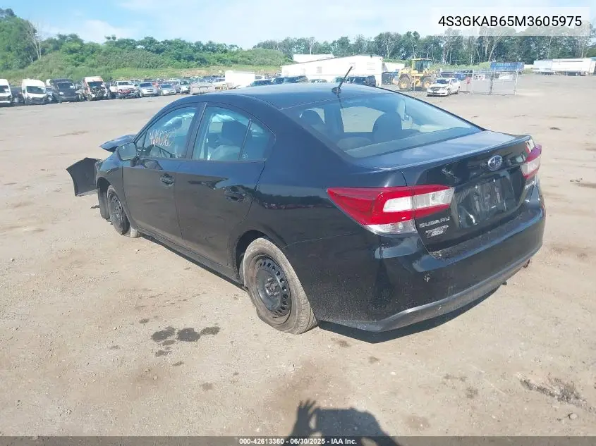 2021 Subaru Impreza VIN: 4S3GKAB65M3605975 Lot: 42613360