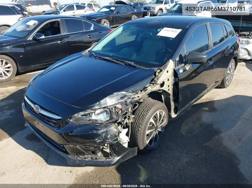 2021 Subaru Impreza 5-Door VIN: 4S3GTAB66M3710781 Lot: 42619826