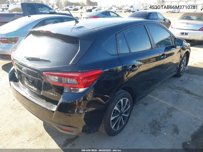 2021 Subaru Impreza 5-Door VIN: 4S3GTAB66M3710781 Lot: 42619826