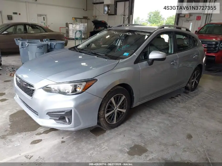 2022 Subaru Impreza Premium 5-Door VIN: 4S3GTAV61N3727355 Lot: 42628274