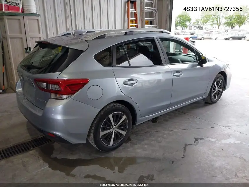 2022 Subaru Impreza Premium 5-Door VIN: 4S3GTAV61N3727355 Lot: 42628274