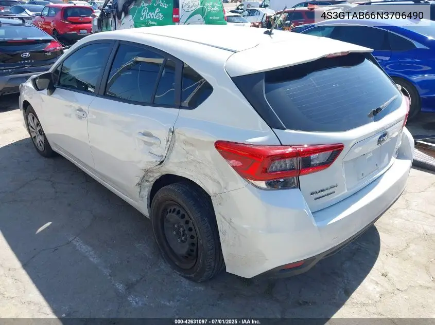 2022 Subaru Impreza Base 5-Door VIN: 4S3GTAB66N3706490 Lot: 42631097