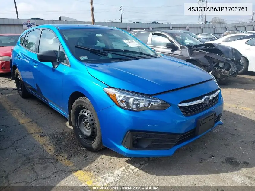 2023 Subaru Impreza Base 5-Door VIN: 4S3GTAB63P3703761 Lot: 41806243