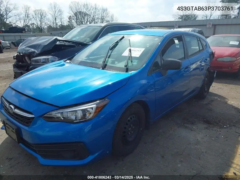 2023 Subaru Impreza Base 5-Door VIN: 4S3GTAB63P3703761 Lot: 41806243