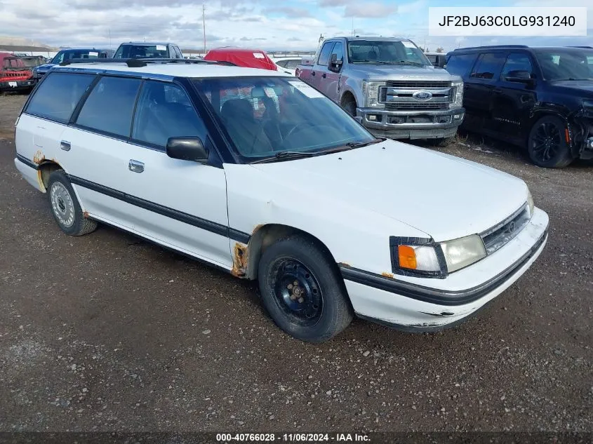 1990 Subaru Legacy L/Hx/Px/Rx VIN: JF2BJ63C0LG931240 Lot: 40766028