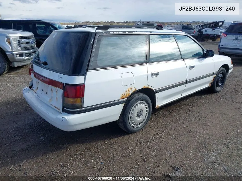 1990 Subaru Legacy L/Hx/Px/Rx VIN: JF2BJ63C0LG931240 Lot: 40766028