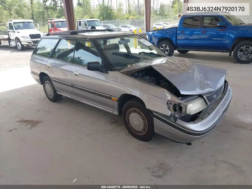 1992 Subaru Legacy L VIN: 4S3BJ6324N7920170 Lot: 42450776