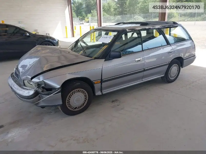 1992 Subaru Legacy L VIN: 4S3BJ6324N7920170 Lot: 42450776