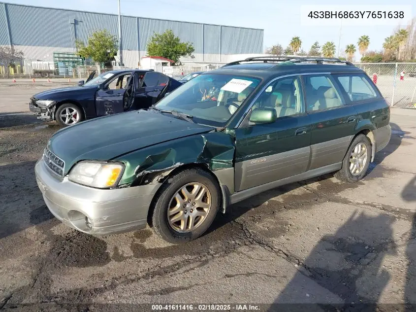 2000 Subaru Outback Limited VIN: 4S3BH6863Y7651638 Lot: 41611416