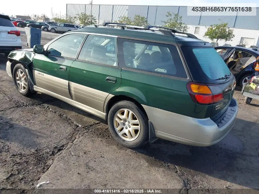 2000 Subaru Outback Limited VIN: 4S3BH6863Y7651638 Lot: 41611416