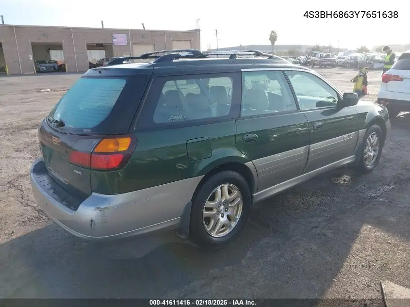 2000 Subaru Outback Limited VIN: 4S3BH6863Y7651638 Lot: 41611416