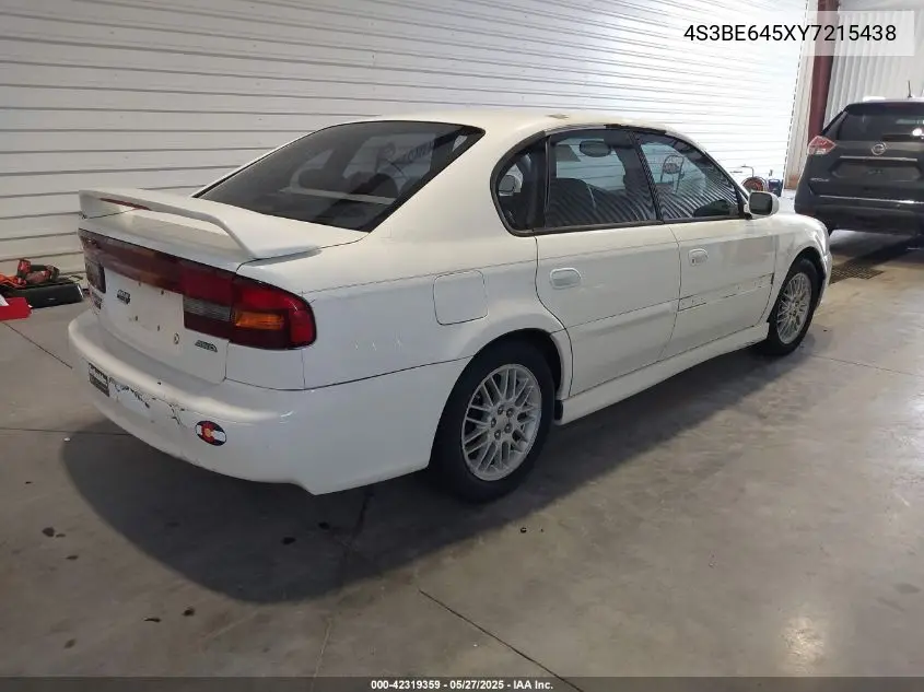 2000 Subaru Legacy Gt VIN: 4S3BE645XY7215438 Lot: 42319359