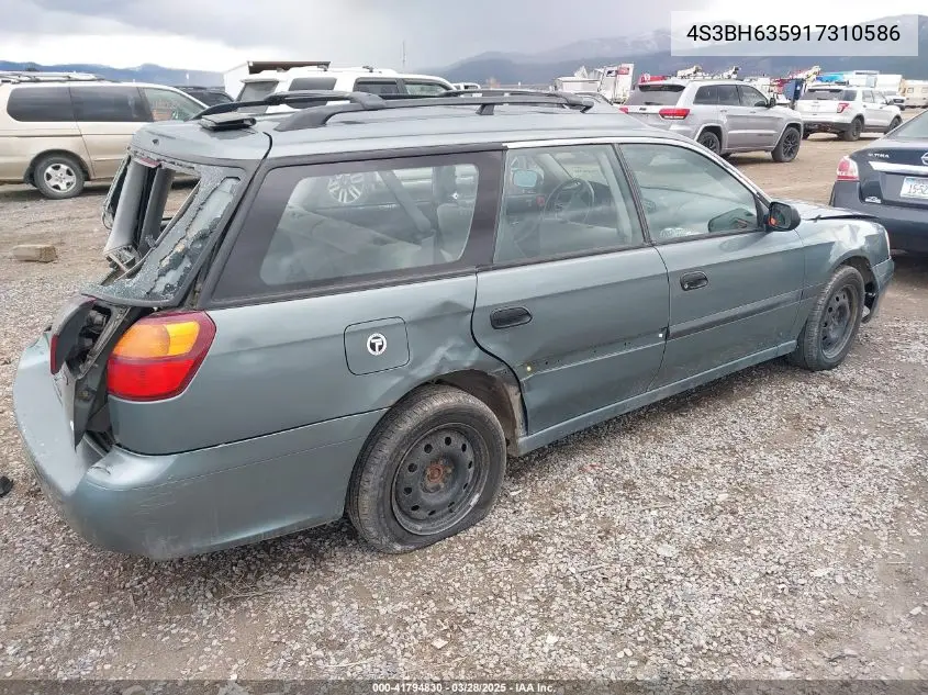 2001 Subaru Legacy L VIN: 4S3BH635917310586 Lot: 41794830