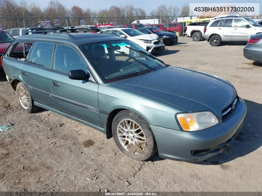 2001 Subaru Legacy L VIN: 4S3BH635117302000 Lot: 42108857