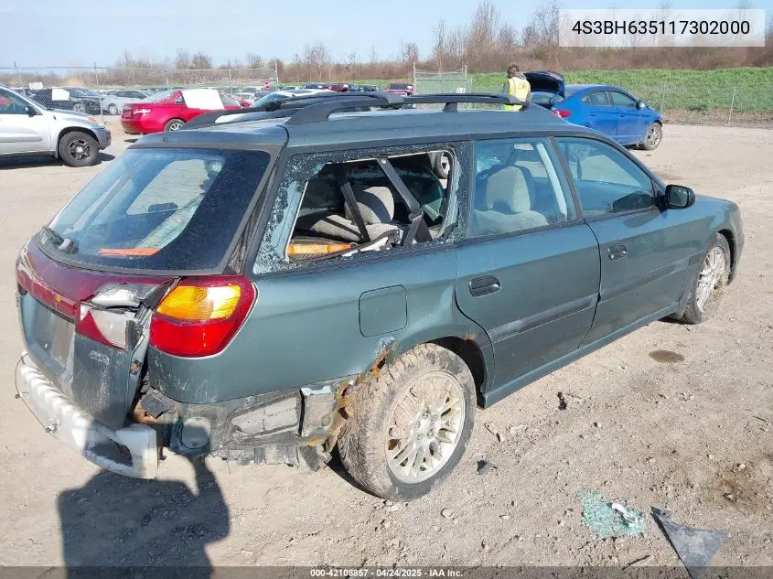2001 Subaru Legacy L VIN: 4S3BH635117302000 Lot: 42108857