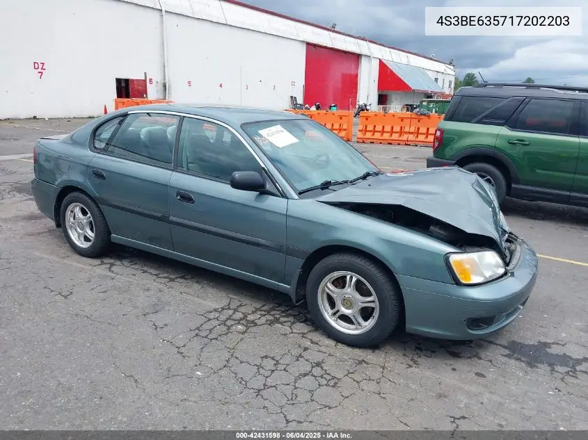 2001 Subaru Legacy L VIN: 4S3BE635717202203 Lot: 42431598