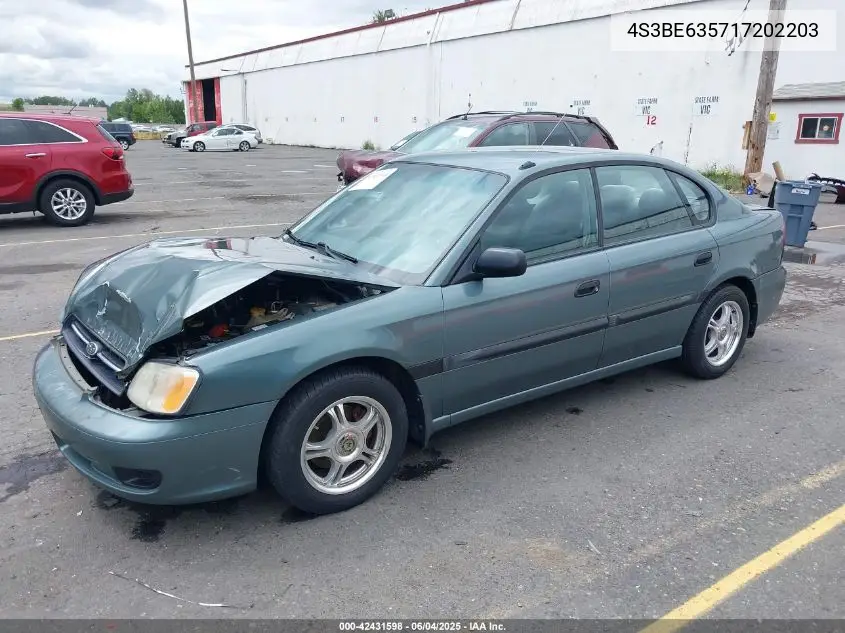 2001 Subaru Legacy L VIN: 4S3BE635717202203 Lot: 42431598