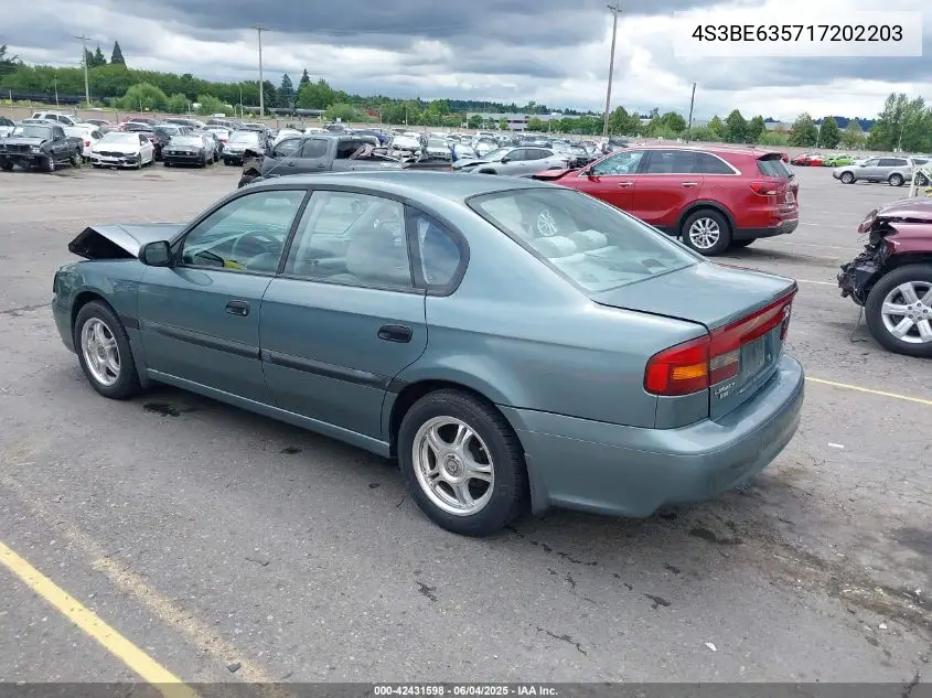 2001 Subaru Legacy L VIN: 4S3BE635717202203 Lot: 42431598