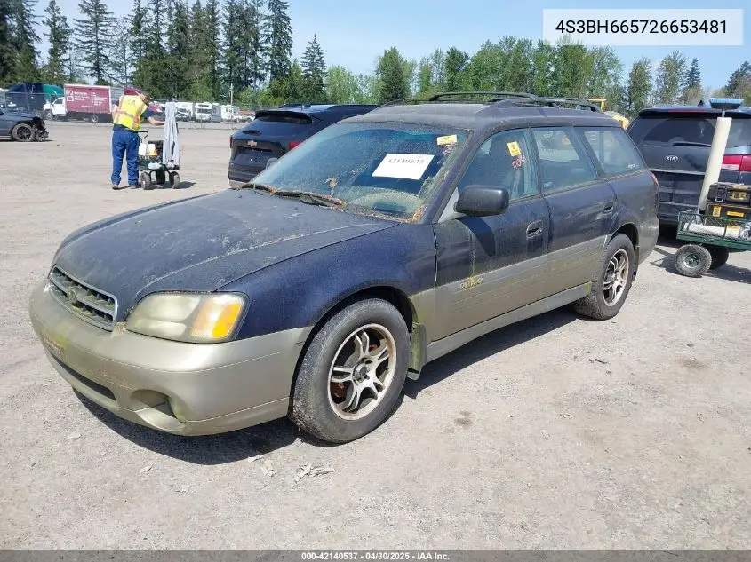 2002 Subaru Legacy VIN: 4S3BH665726653481 Lot: 42140537