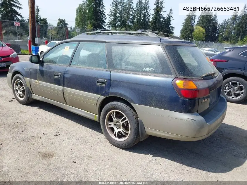 2002 Subaru Legacy VIN: 4S3BH665726653481 Lot: 42140537