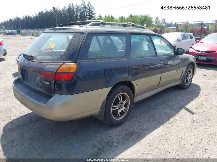 2002 Subaru Legacy VIN: 4S3BH665726653481 Lot: 42140537