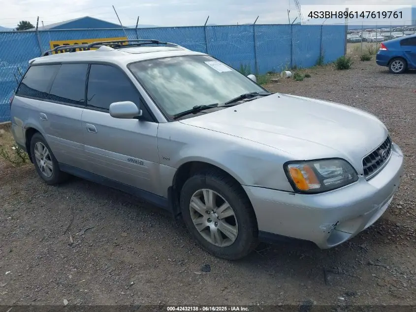 2004 Subaru Outback H6-3.0 Vdc VIN: 4S3BH896147619761 Lot: 42432138