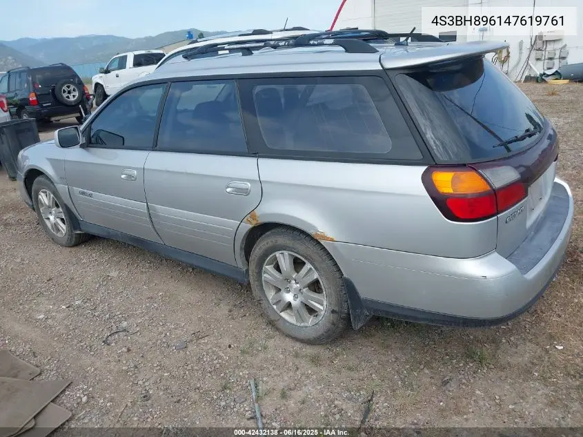 2004 Subaru Outback H6-3.0 Vdc VIN: 4S3BH896147619761 Lot: 42432138