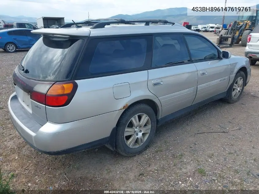 2004 Subaru Outback H6-3.0 Vdc VIN: 4S3BH896147619761 Lot: 42432138