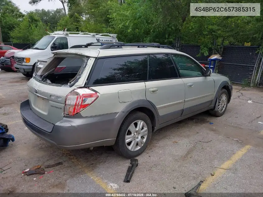 2005 Subaru Legacy Outback 2.5I Limited VIN: 4S4BP62C657385315 Lot: 42765432
