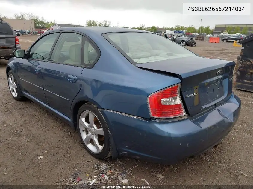 2006 Subaru Legacy 2.5I Limited VIN: 4S3BL626567214034 Lot: 42181834