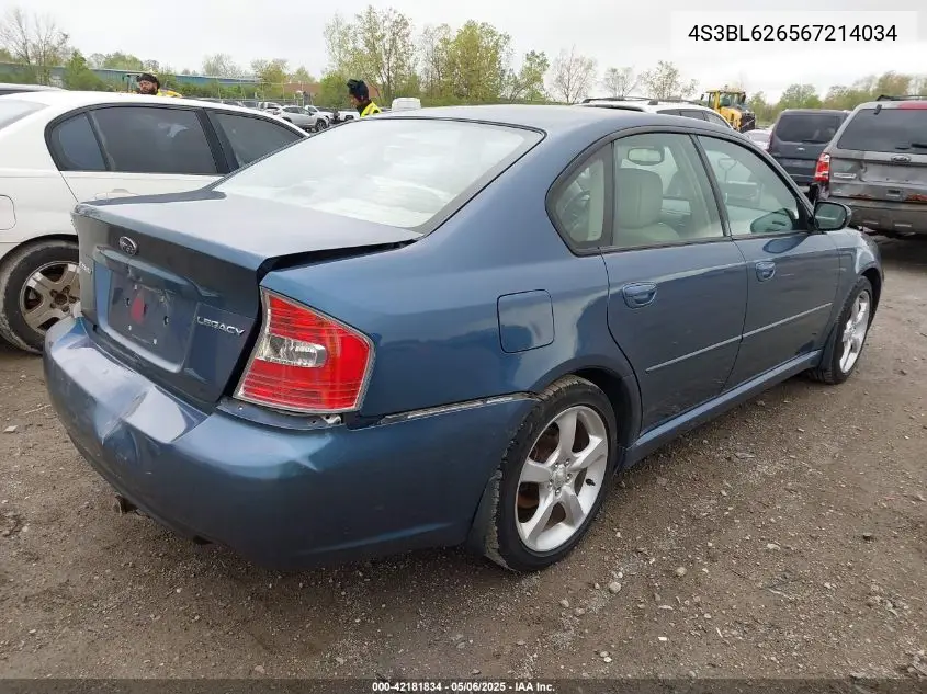 2006 Subaru Legacy 2.5I Limited VIN: 4S3BL626567214034 Lot: 42181834
