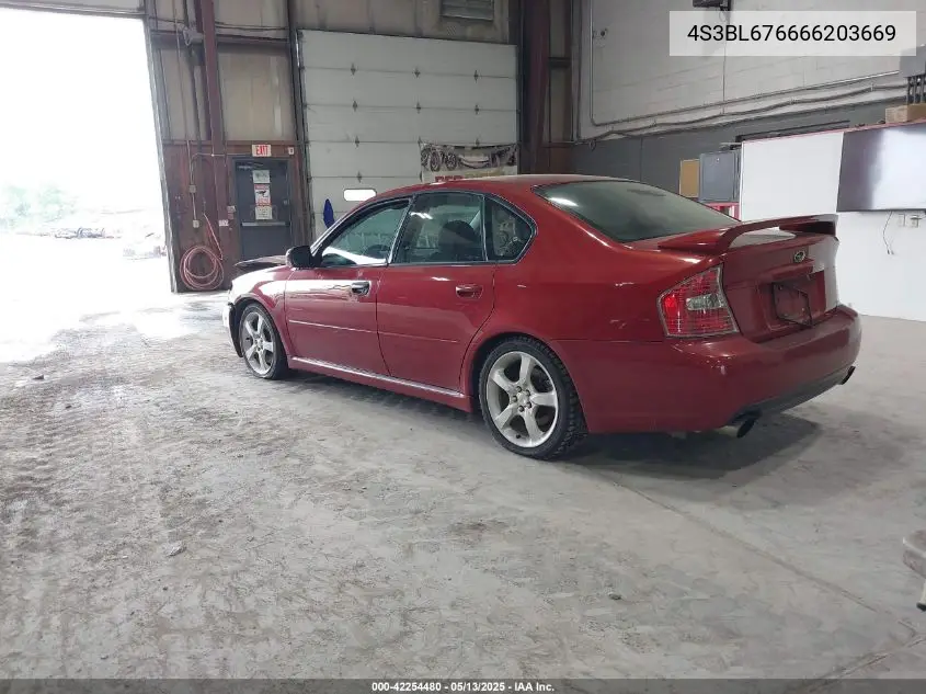 2006 Subaru Legacy 2.5Gt Limited/2.5Gt Spec.b VIN: 4S3BL676666203669 Lot: 42254480