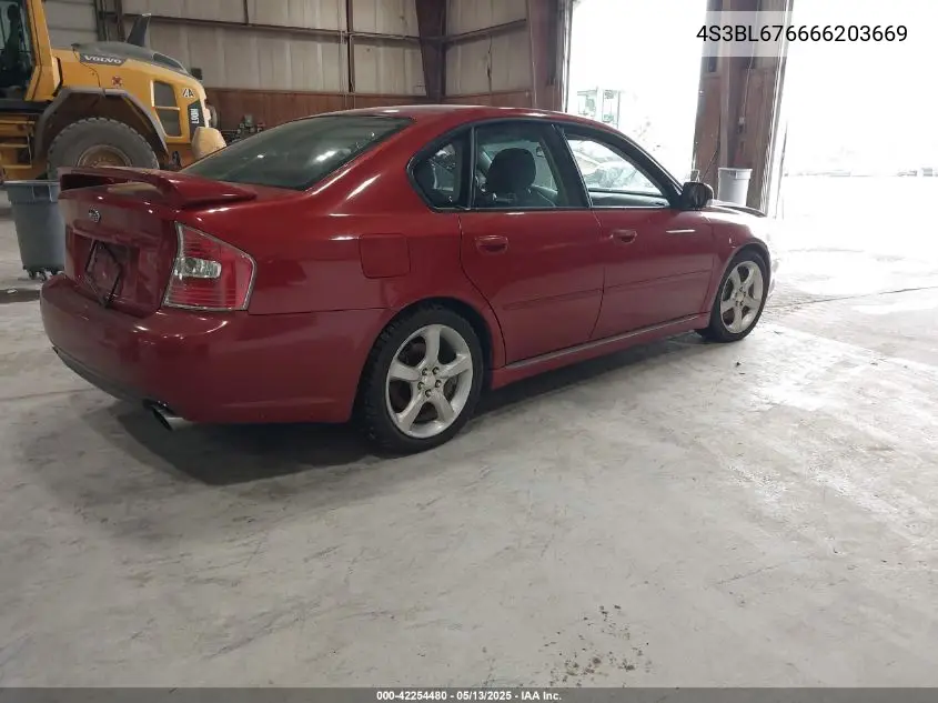 2006 Subaru Legacy 2.5Gt Limited/2.5Gt Spec.b VIN: 4S3BL676666203669 Lot: 42254480