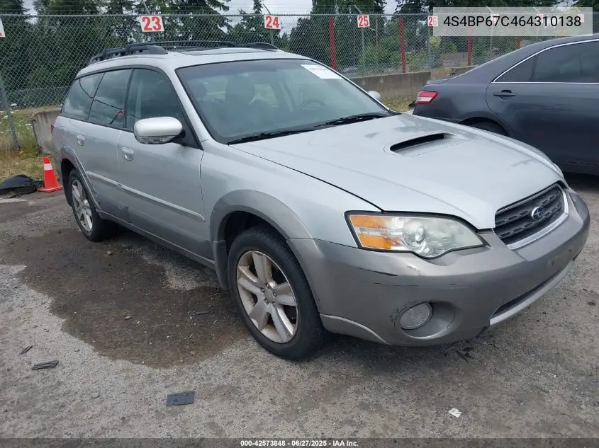 2006 Subaru Legacy Outback 2.5 Xt Limited VIN: 4S4BP67C464310138 Lot: 42573848
