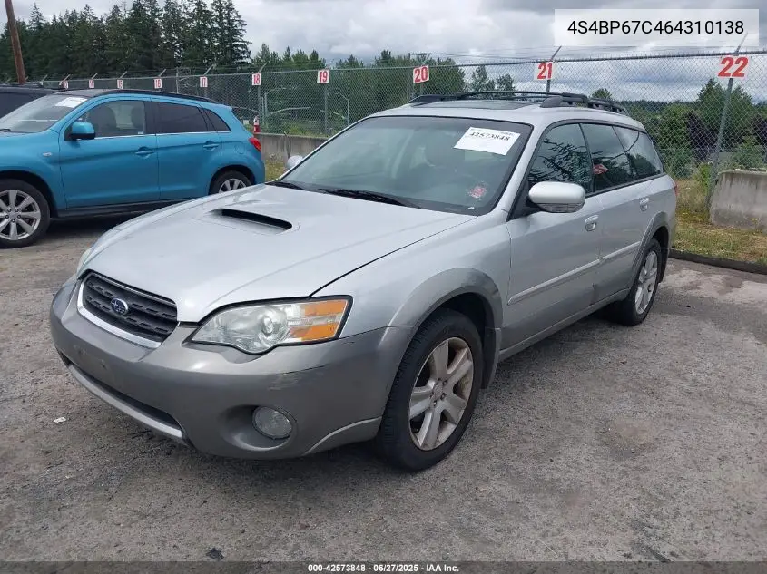 2006 Subaru Legacy Outback 2.5 Xt Limited VIN: 4S4BP67C464310138 Lot: 42573848