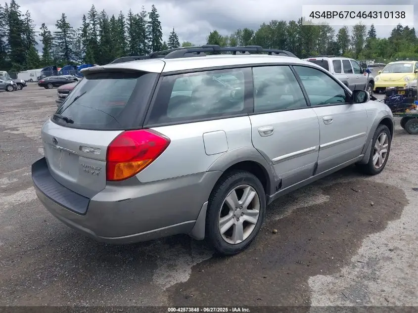 2006 Subaru Legacy Outback 2.5 Xt Limited VIN: 4S4BP67C464310138 Lot: 42573848