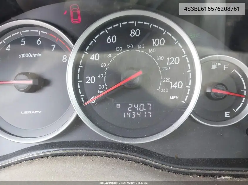 2007 Subaru Legacy 2.5I VIN: 4S3BL616576208761 Lot: 42194308