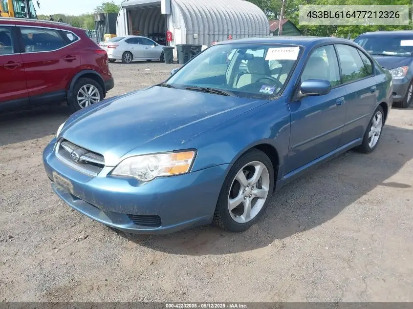 2007 Subaru Legacy 2.5I VIN: 4S3BL616477212326 Lot: 42232005