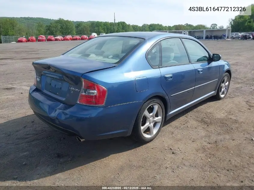 2007 Subaru Legacy 2.5I VIN: 4S3BL616477212326 Lot: 42232005